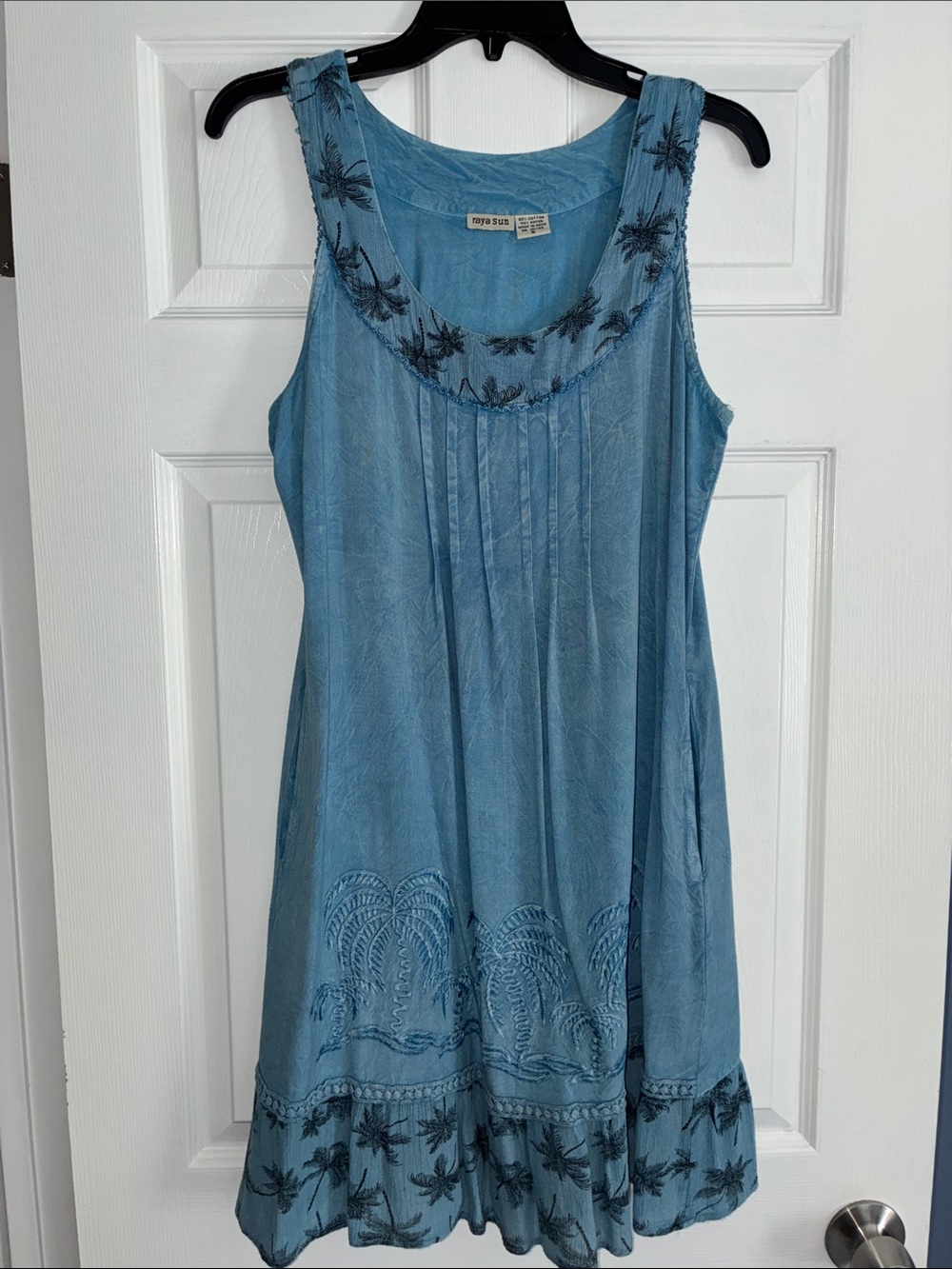 Raya Sun Sleeveless Dress, Size Small, Color is Denim Blue